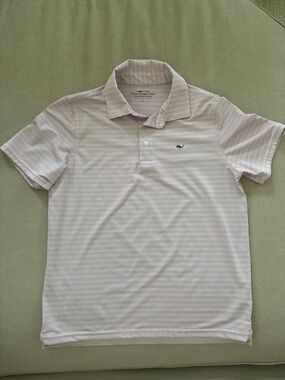 Vineyard Vines Light Orange and Blue Striped Polo